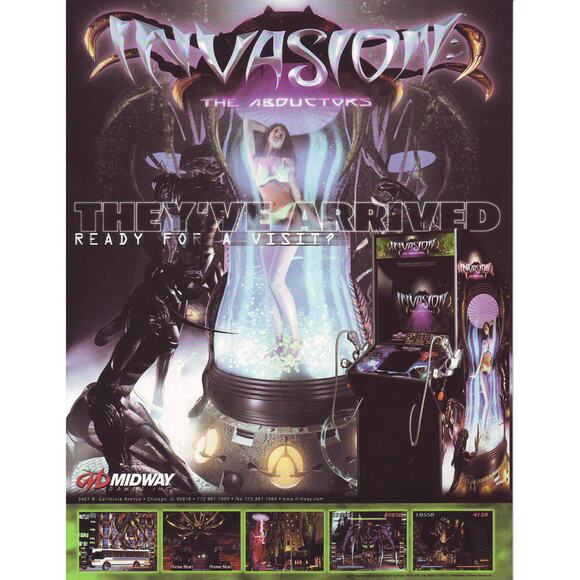 Invasion The Abductors Arcade FLYER Original 1999 NOS Art Print Aliens - Picture 1 of 2